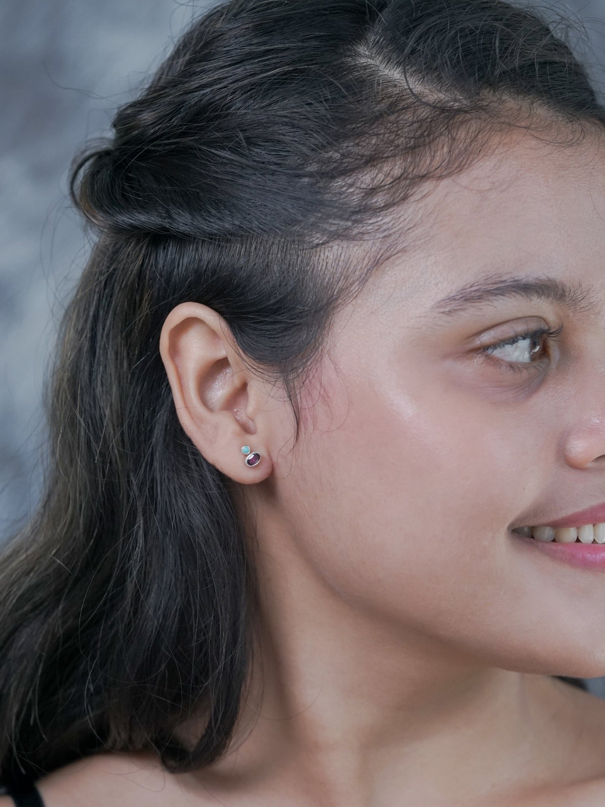 Garnet and Nevada Turquoise Earrings - Gardens of the Sun | Ethical Jewelry