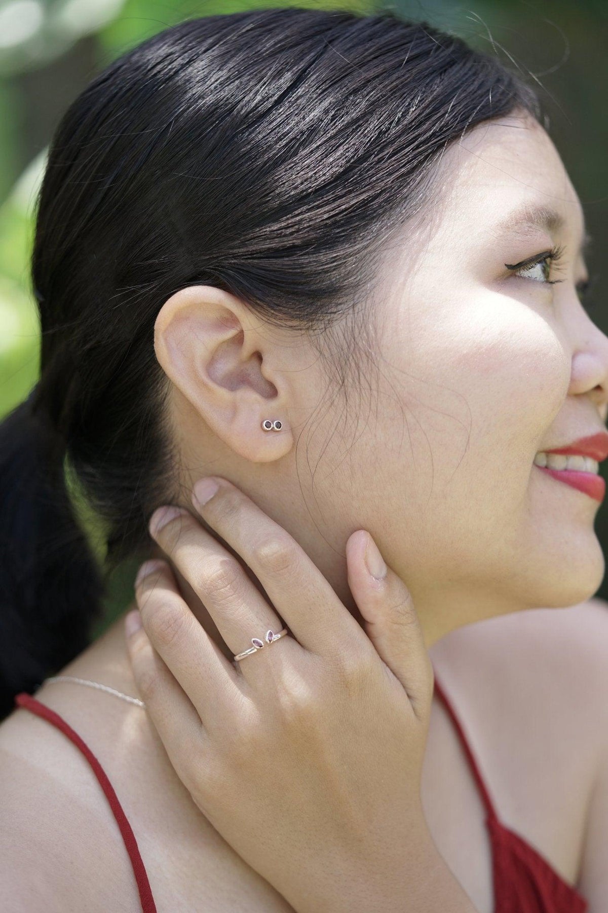 Garnet Earrings - Gardens of the Sun | Ethical Jewelry