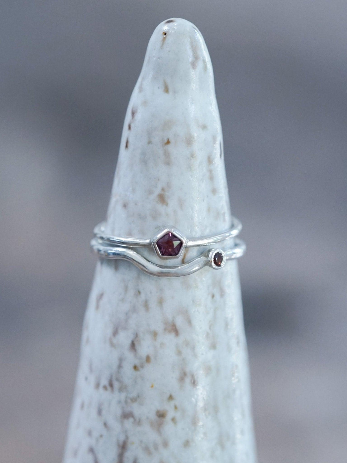 Garnet Satellite Nesting Band - Gardens of the Sun | Ethical Jewelry