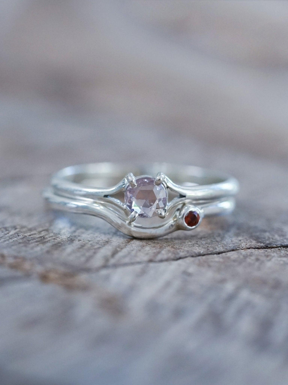 Garnet Satellite Nesting Band - Gardens of the Sun | Ethical Jewelry
