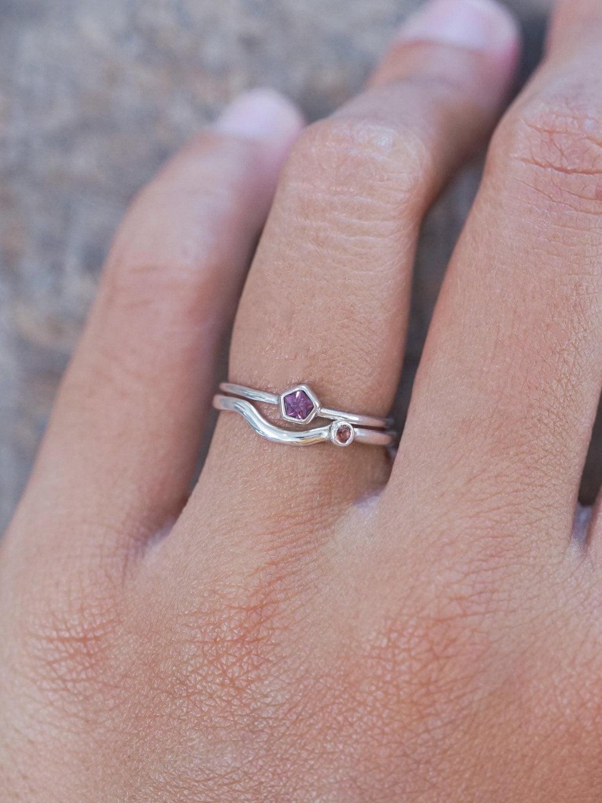 Garnet Satellite Nesting Band - Gardens of the Sun | Ethical Jewelry