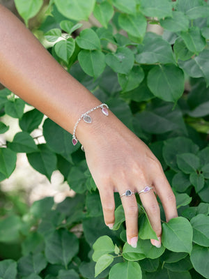Gemstone Leaf Charm Bracelet - Gardens of the Sun | Ethical Jewelry
