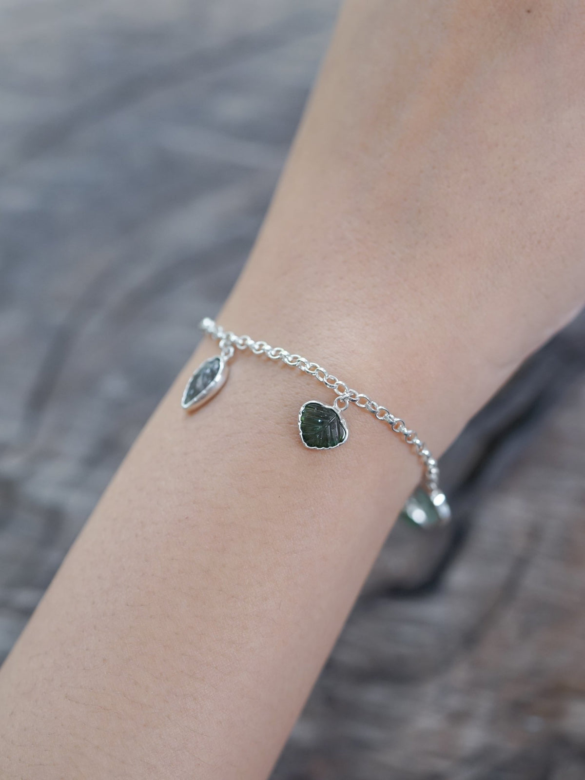 Gemstone Leaf Charm Bracelet - Gardens of the Sun | Ethical Jewelry