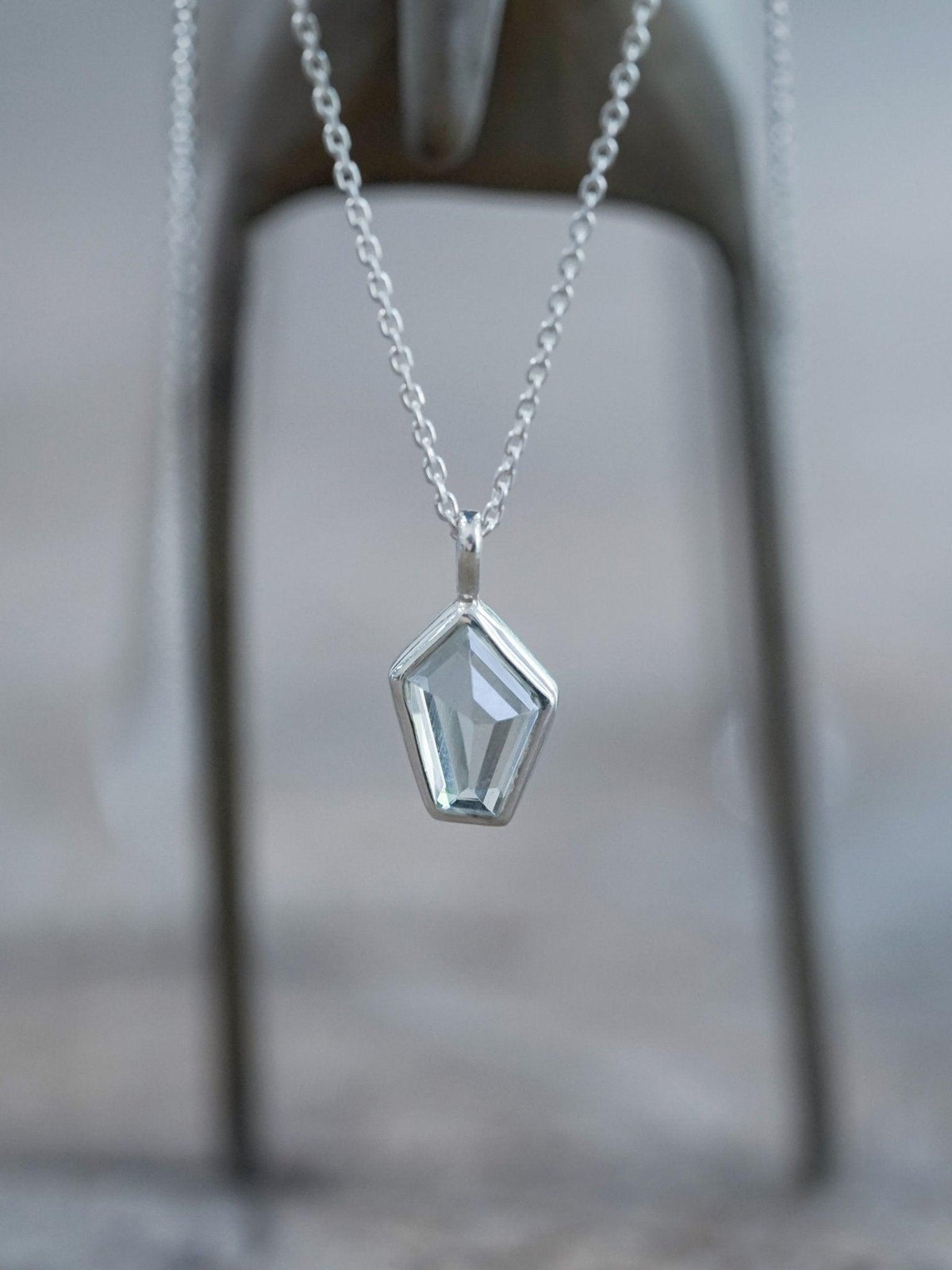 Geometric Aquamarine Necklace - Gardens of the Sun | Ethical Jewelry