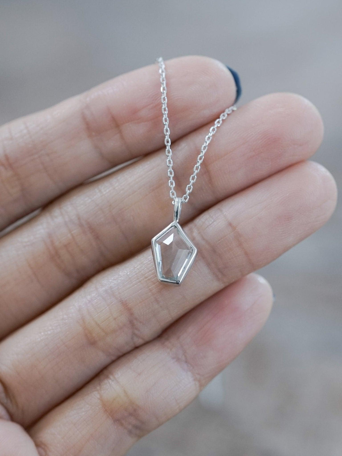Geometric Aquamarine Necklace - Gardens of the Sun | Ethical Jewelry