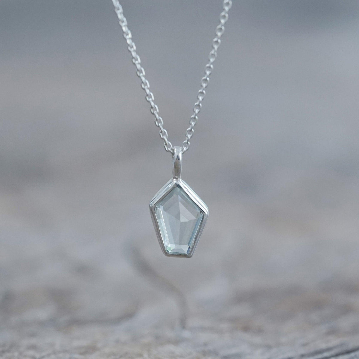 Geometric Aquamarine Necklace - Gardens of the Sun | Ethical Jewelry