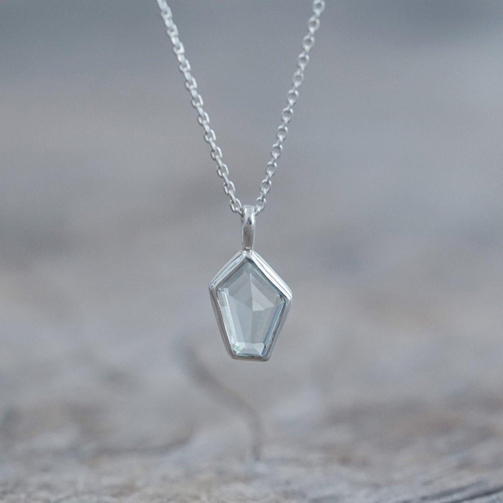 Geometric Aquamarine Necklace - Gardens of the Sun | Ethical Jewelry
