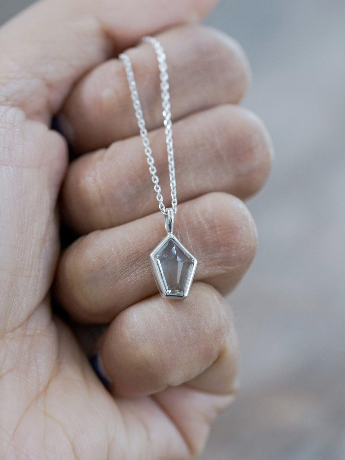 Geometric Aquamarine Necklace - Gardens of the Sun | Ethical Jewelry