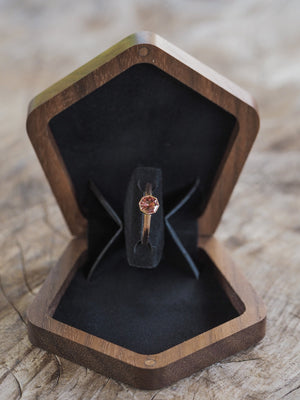Geometric Wooden Ring Box in Walnut - Gardens of the Sun | Ethical Jewelry