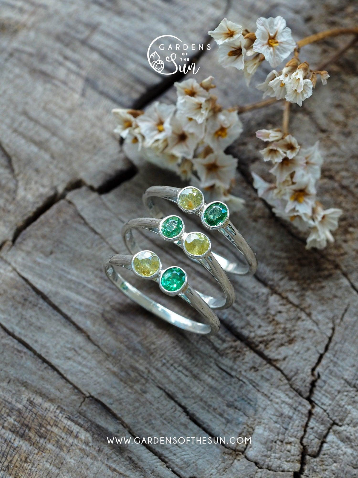 Green Garnet and Yellow Sphene Ring - Gardens of the Sun | Ethical Jewelry