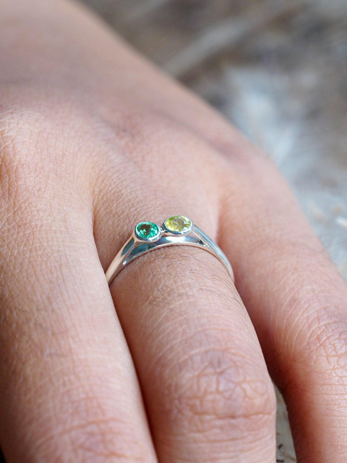 Green Garnet and Yellow Sphene Ring - Gardens of the Sun | Ethical Jewelry
