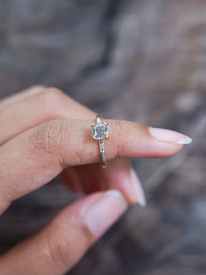 Grey Montana Sapphire and Diamond Ring in Ethical Gold - Gardens of the Sun | Ethical Jewelry