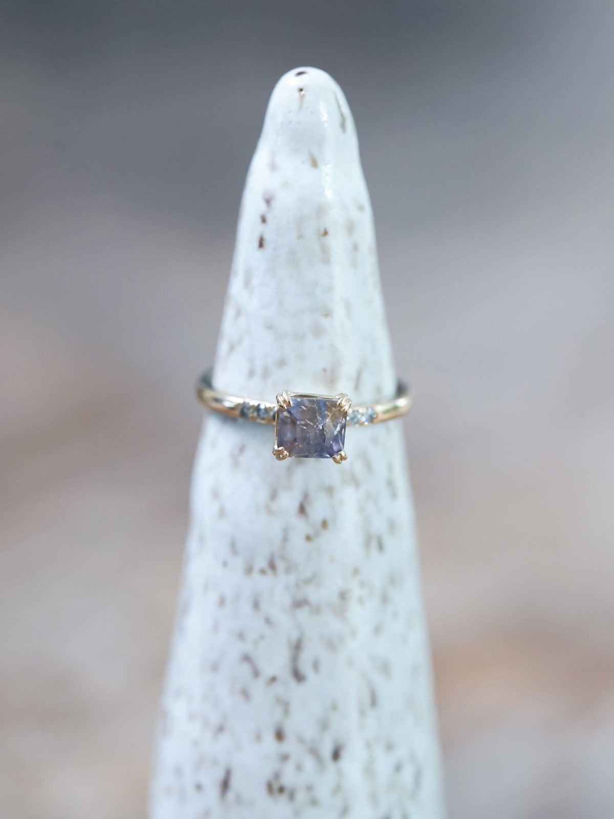 Grey Montana Sapphire and Diamond Ring in Ethical Gold - Gardens of the Sun | Ethical Jewelry