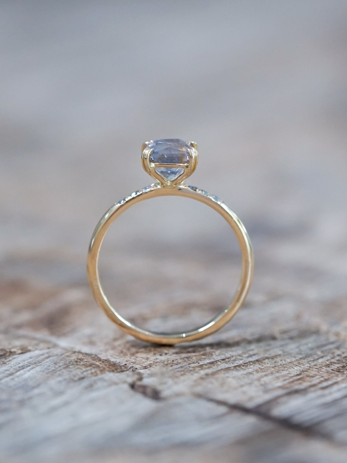 Grey Montana Sapphire and Diamond Ring in Ethical Gold - Gardens of the Sun | Ethical Jewelry