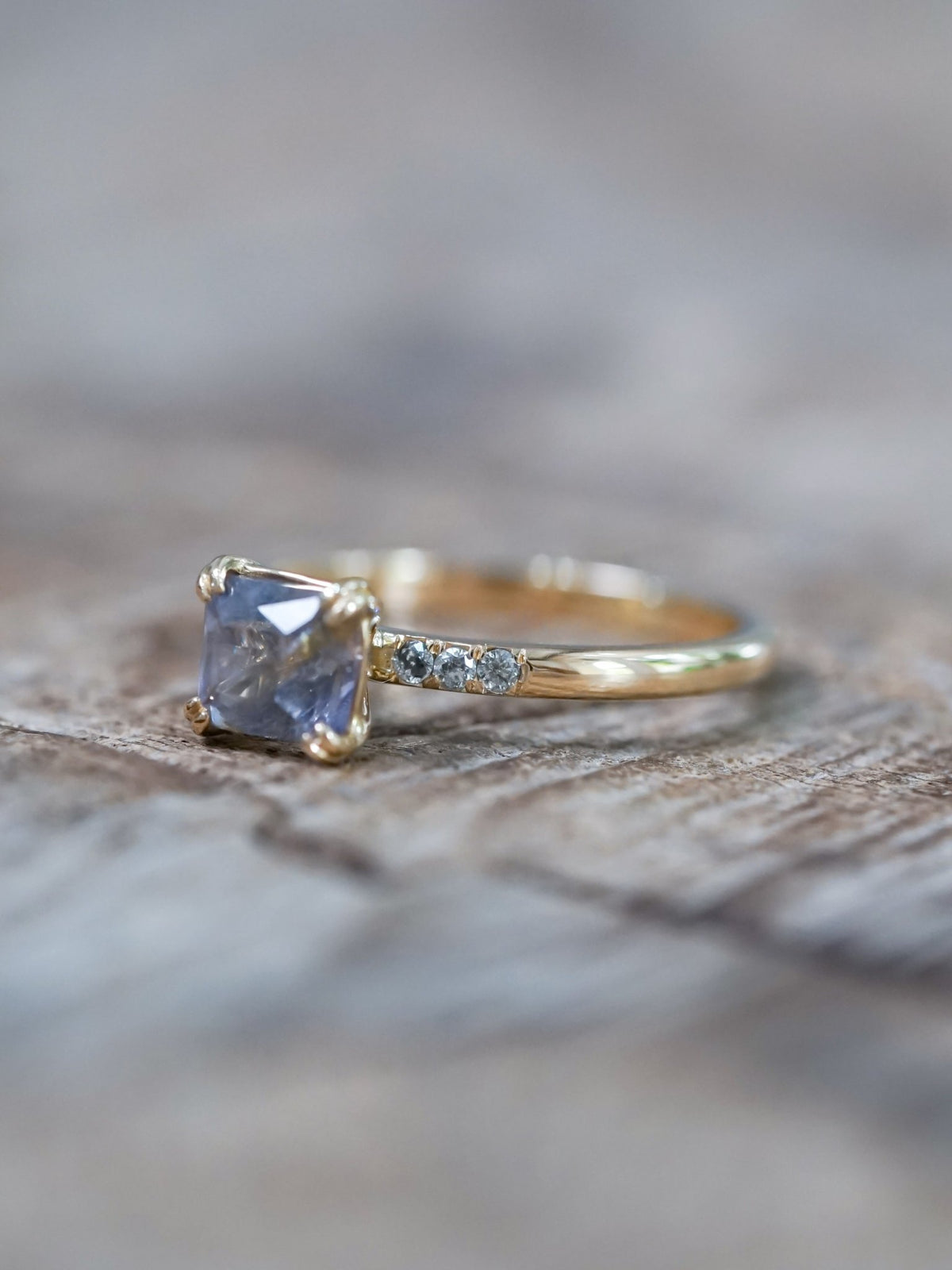Grey Montana Sapphire and Diamond Ring in Ethical Gold - Gardens of the Sun | Ethical Jewelry