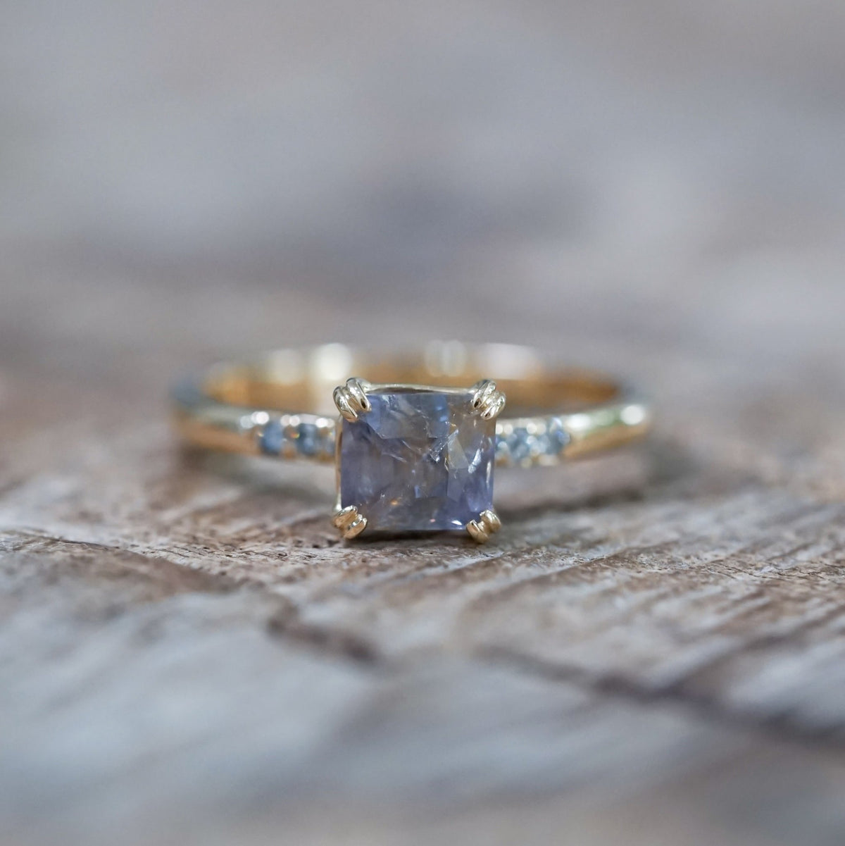 Grey Montana Sapphire and Diamond Ring in Ethical Gold - Gardens of the Sun | Ethical Jewelry