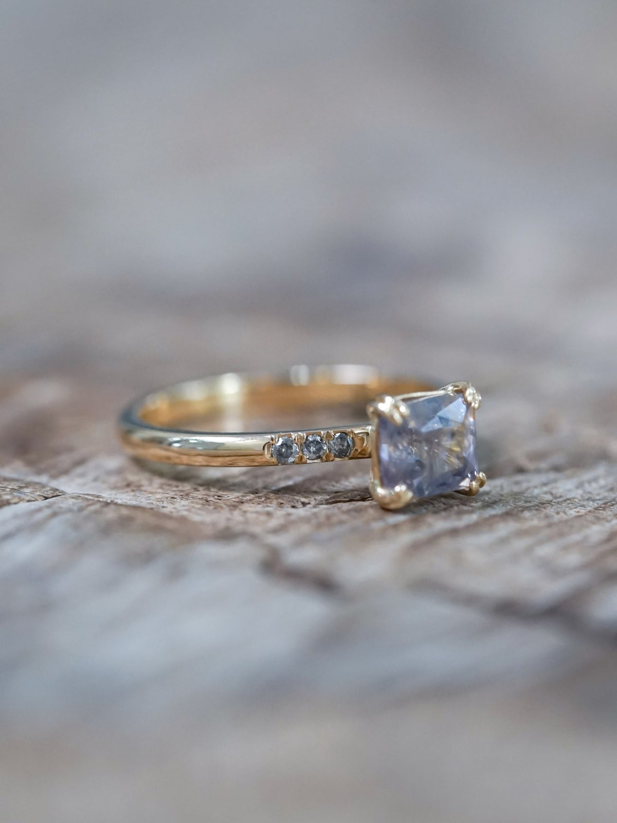 Grey Montana Sapphire and Diamond Ring in Ethical Gold - Gardens of the Sun | Ethical Jewelry