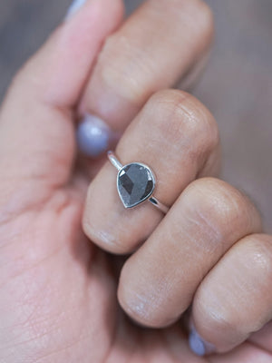 Grey Rose Cut Pear Diamond Ring - Gardens of the Sun | Ethical Jewelry