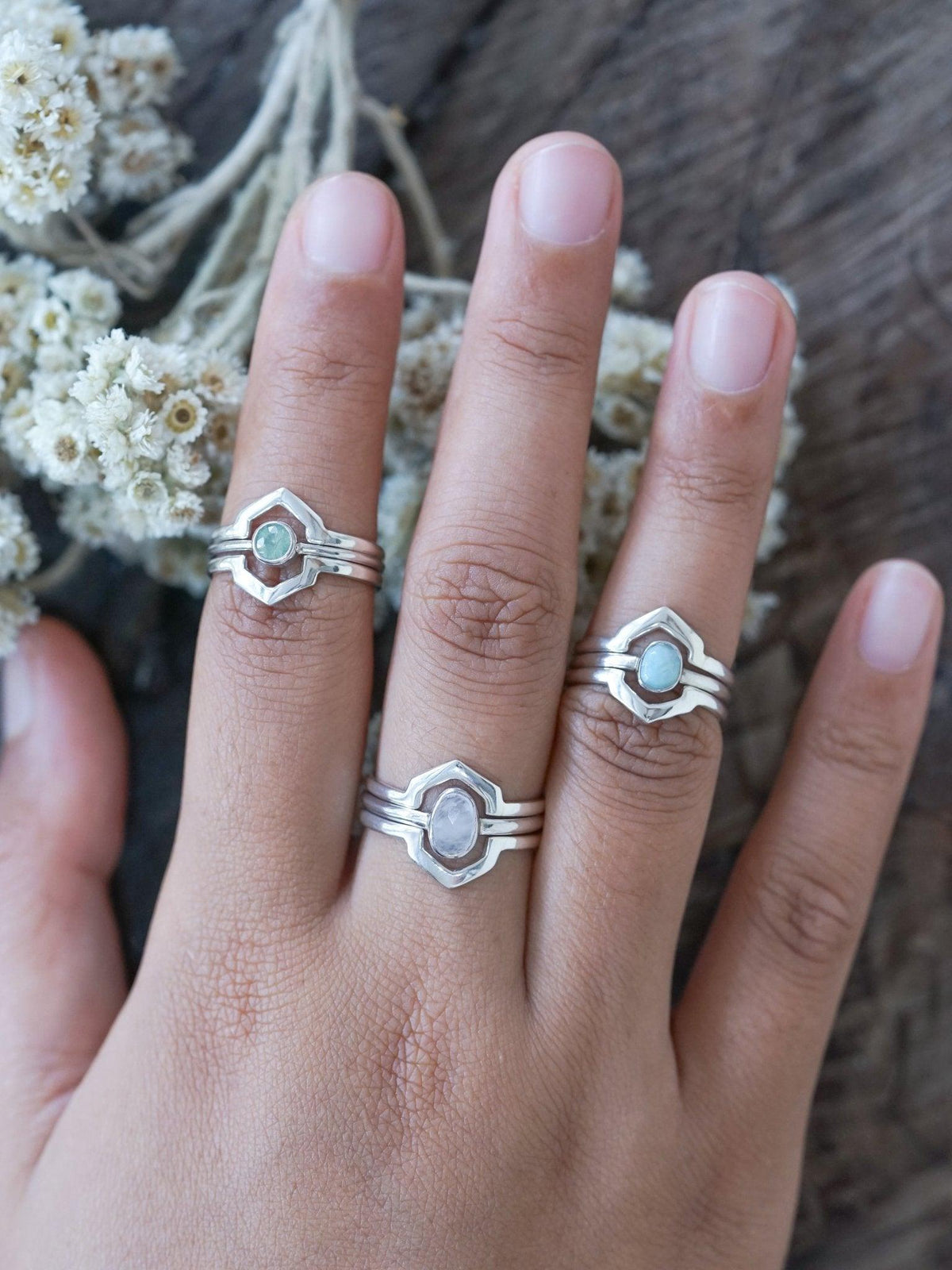 Hexagon Crown Ring Set - Gardens of the Sun | Ethical Jewelry