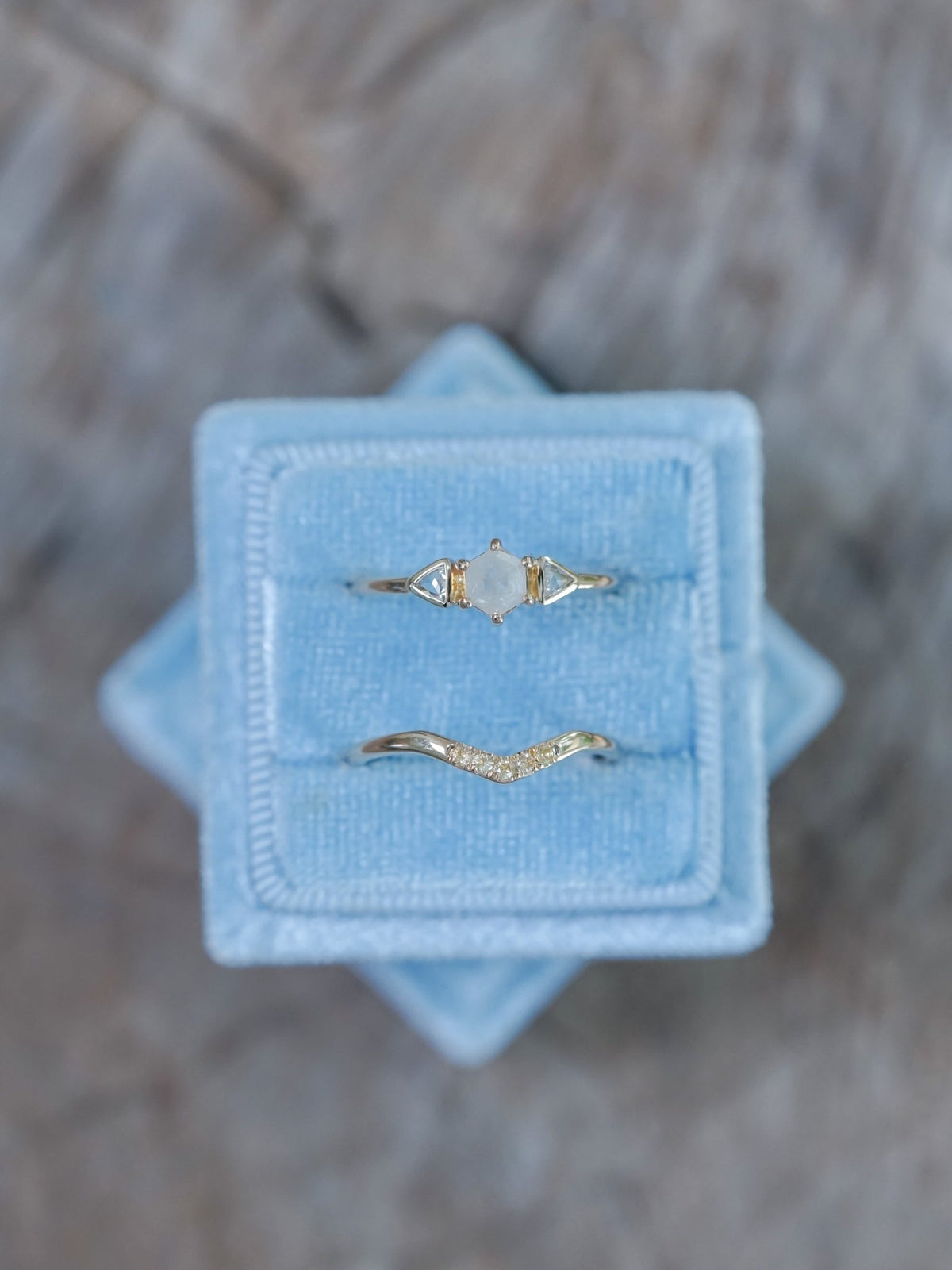 Hexagon Diamond and Yellow Sapphire Ring Set in Ethical Gold - Gardens of the Sun | Ethical Jewelry