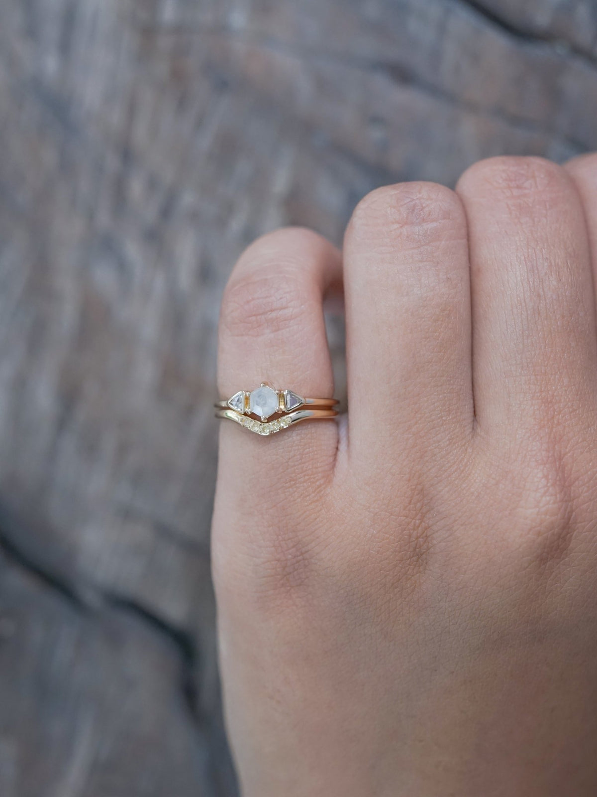 Hexagon Diamond and Yellow Sapphire Ring Set in Ethical Gold - Gardens of the Sun | Ethical Jewelry