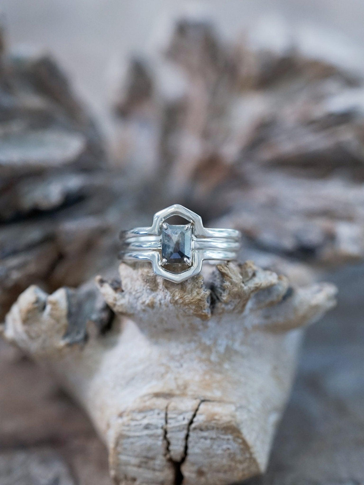 Hexagon Diamond Ring Stack - Gardens of the Sun | Ethical Jewelry