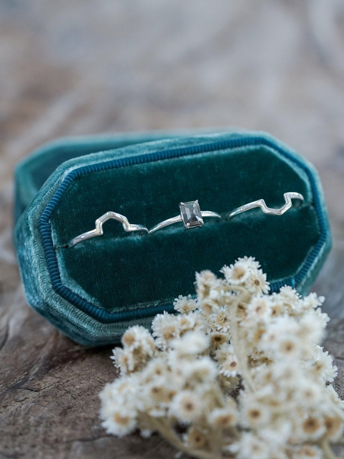 Hexagon Diamond Ring Stack - Gardens of the Sun | Ethical Jewelry