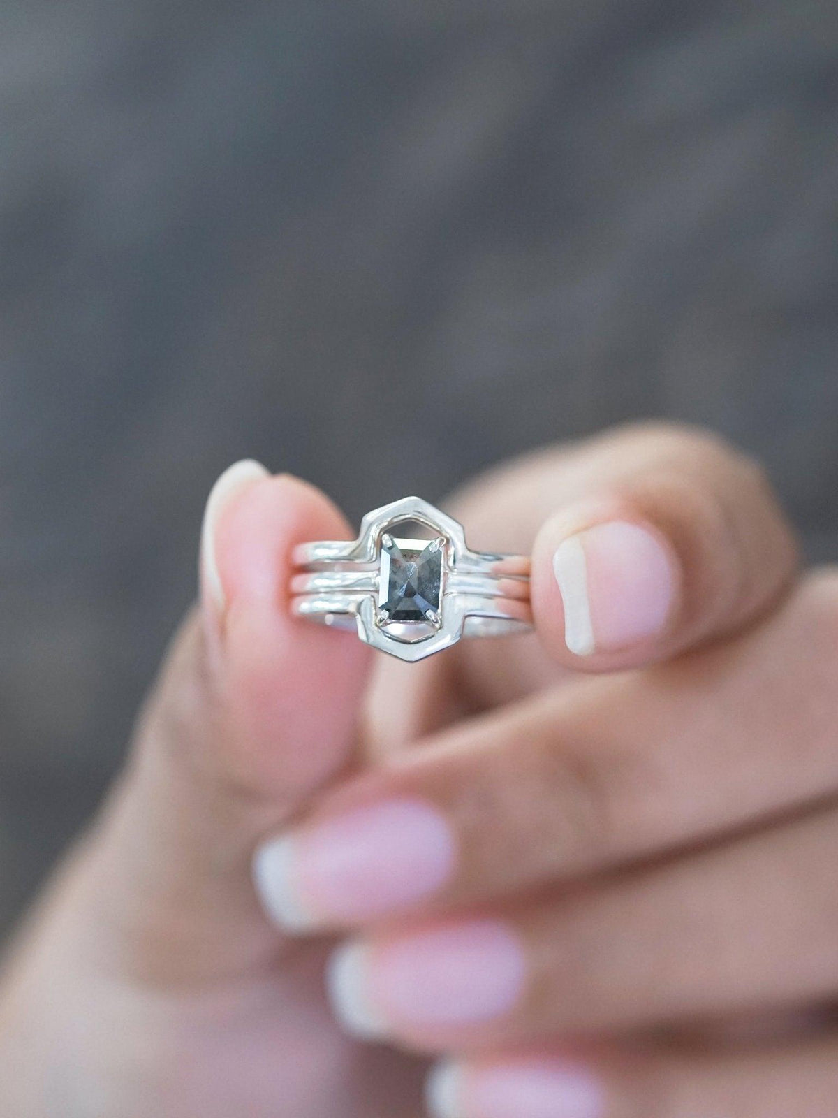 Hexagon Diamond Ring Stack - Gardens of the Sun | Ethical Jewelry