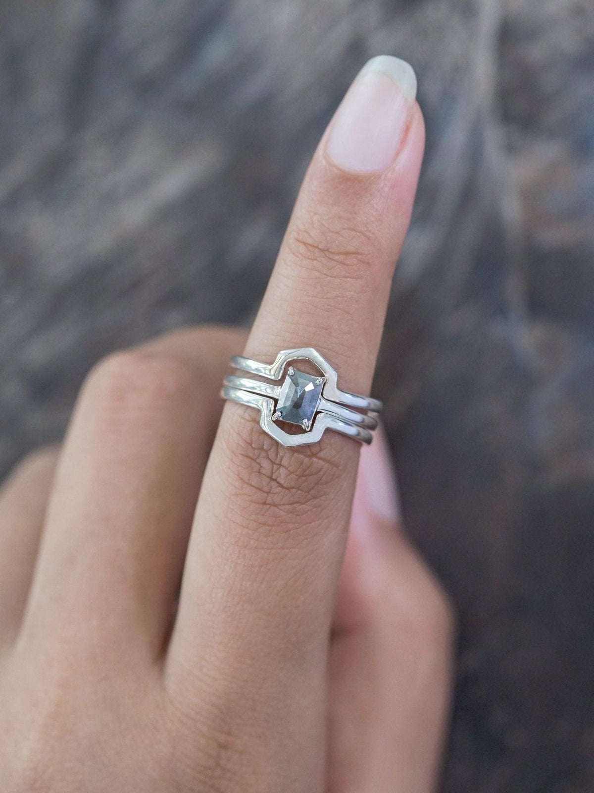 Hexagon Diamond Ring Stack - Gardens of the Sun | Ethical Jewelry