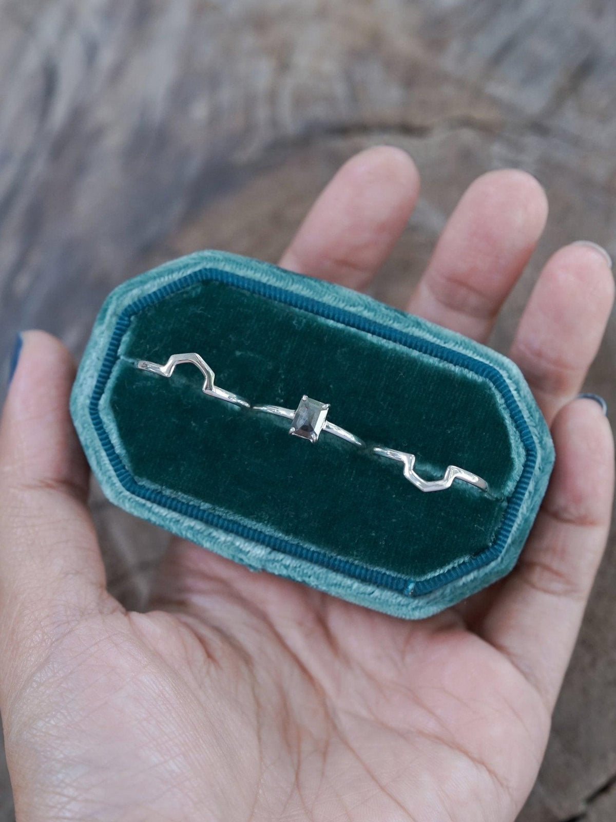 Hexagon Diamond Ring Stack - Gardens of the Sun | Ethical Jewelry