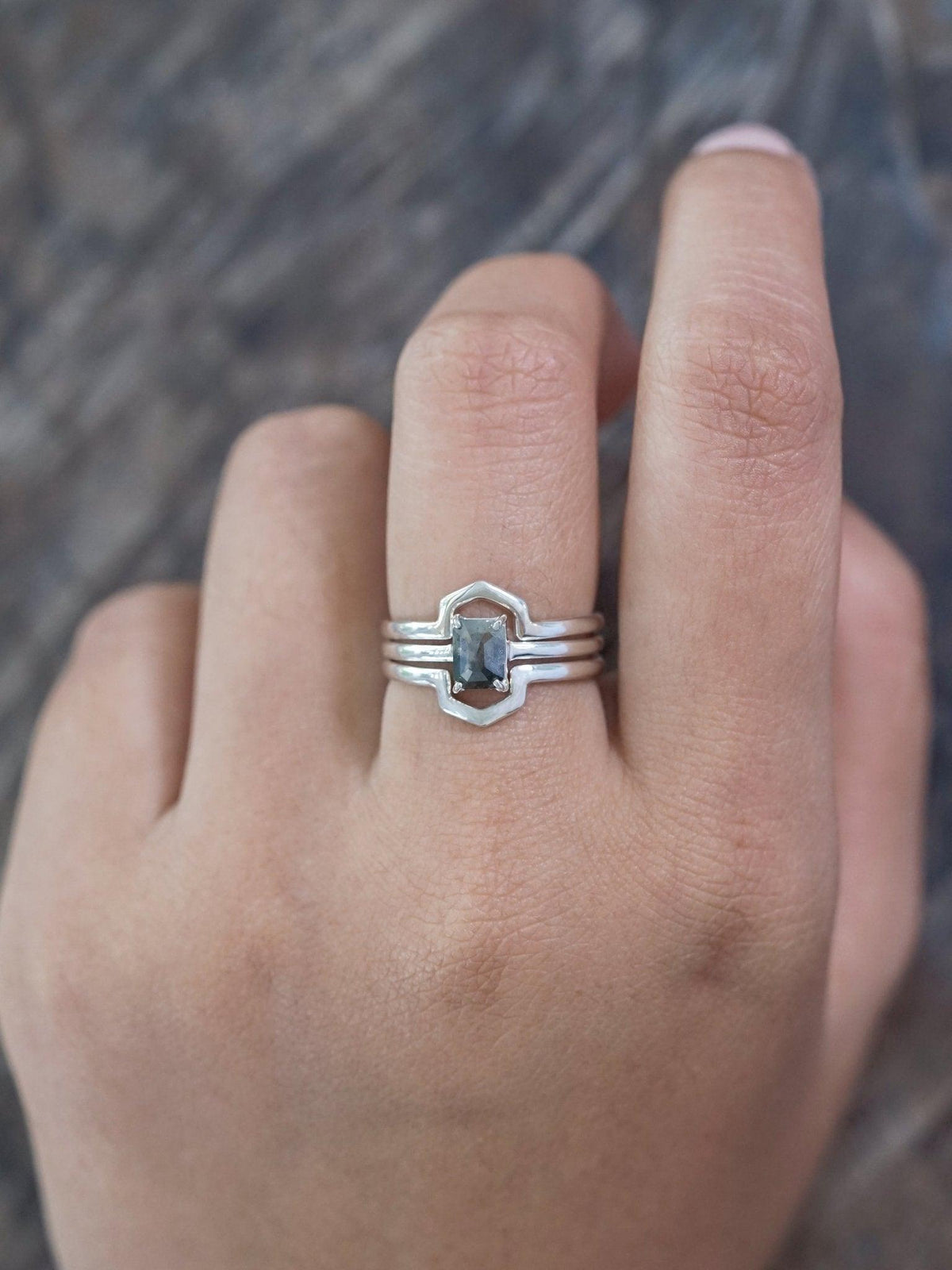 Hexagon Diamond Ring Stack - Gardens of the Sun | Ethical Jewelry