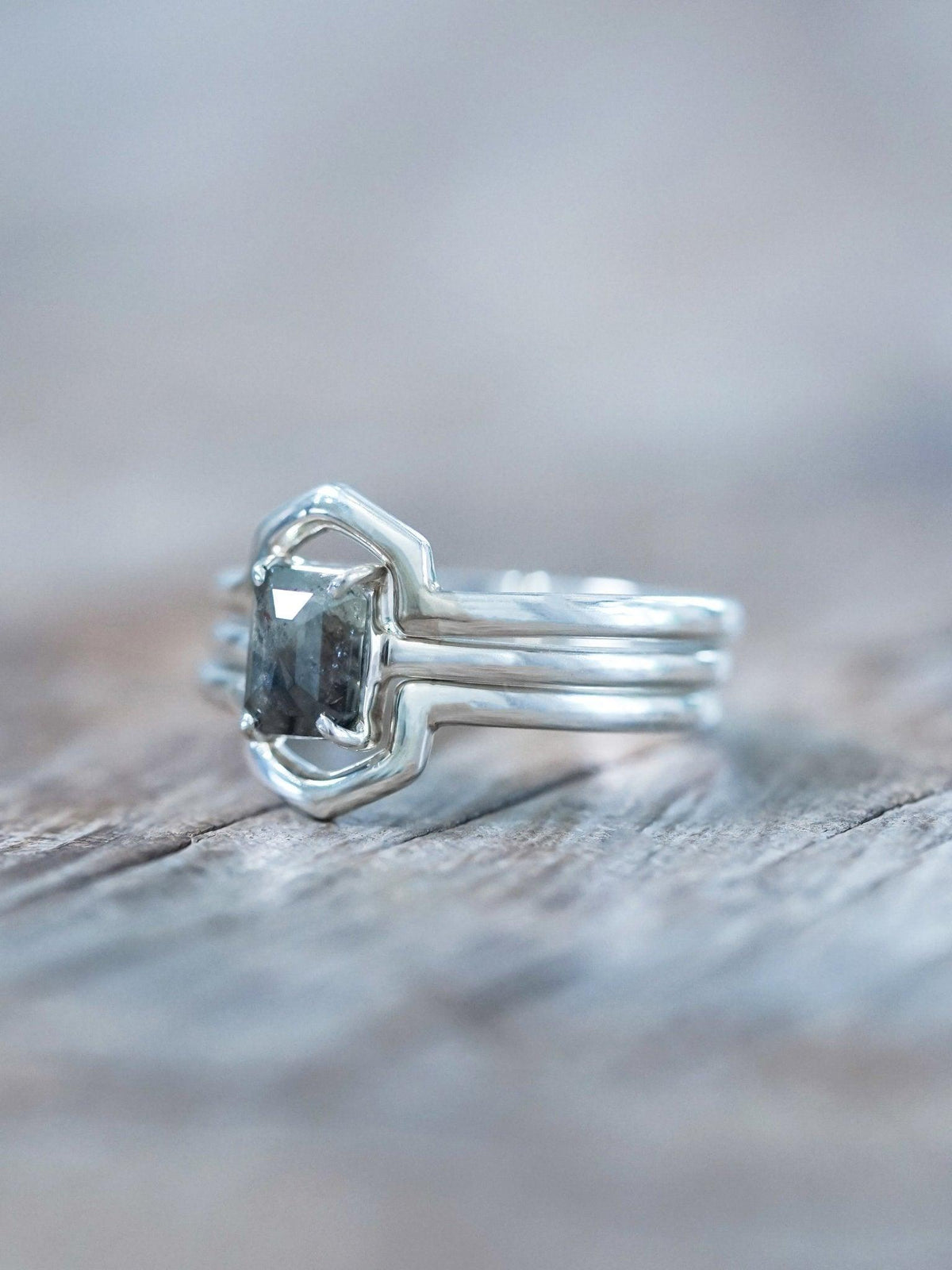 Hexagon Diamond Ring Stack - Gardens of the Sun | Ethical Jewelry