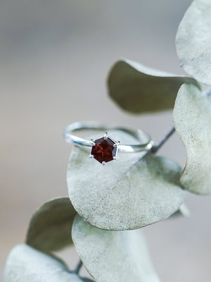 Hexagon Garnet Ring - Gardens of the Sun | Ethical Jewelry