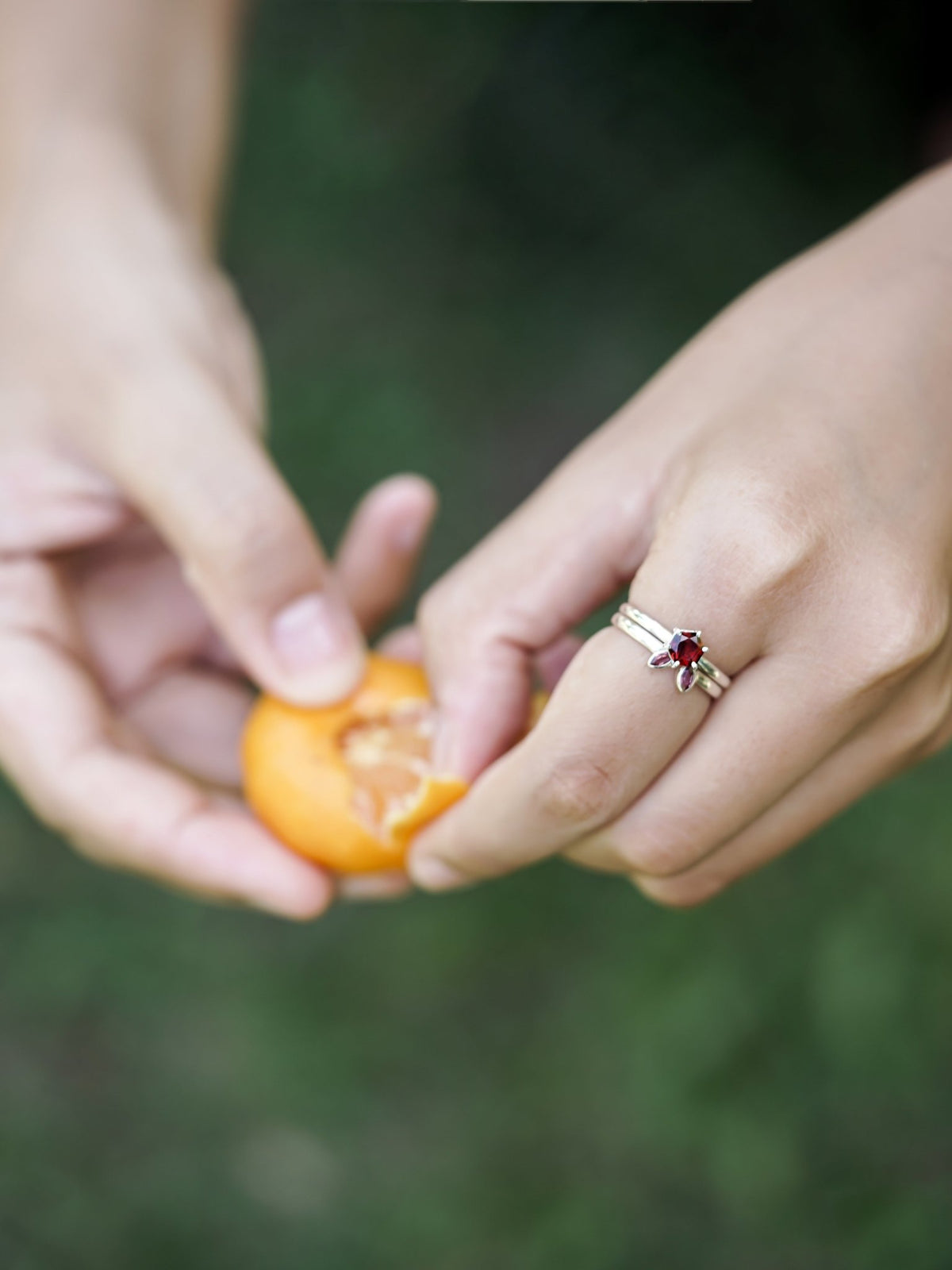 Hexagon Garnet Ring - Gardens of the Sun | Ethical Jewelry