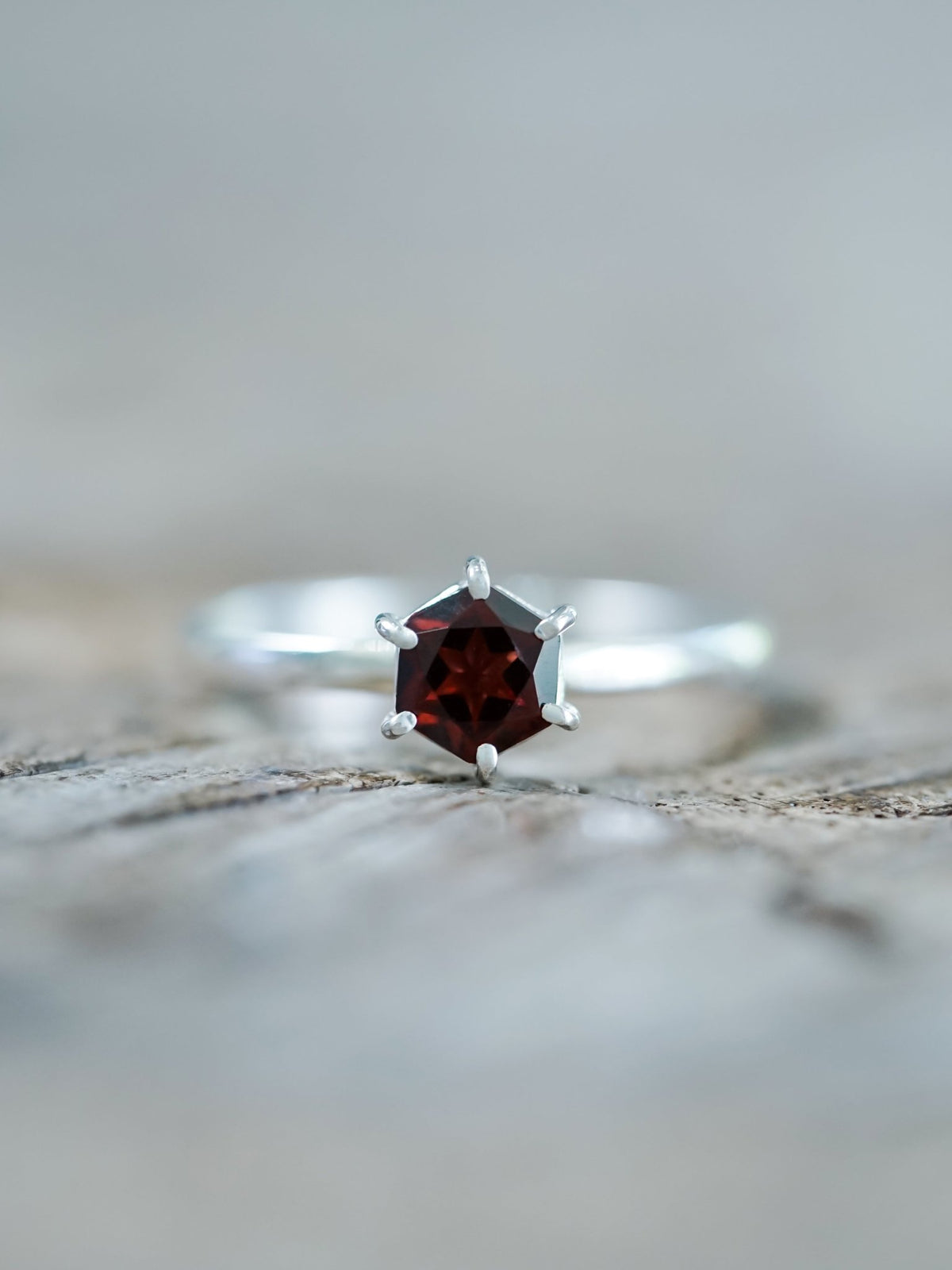 Hexagon Garnet Ring - Gardens of the Sun | Ethical Jewelry