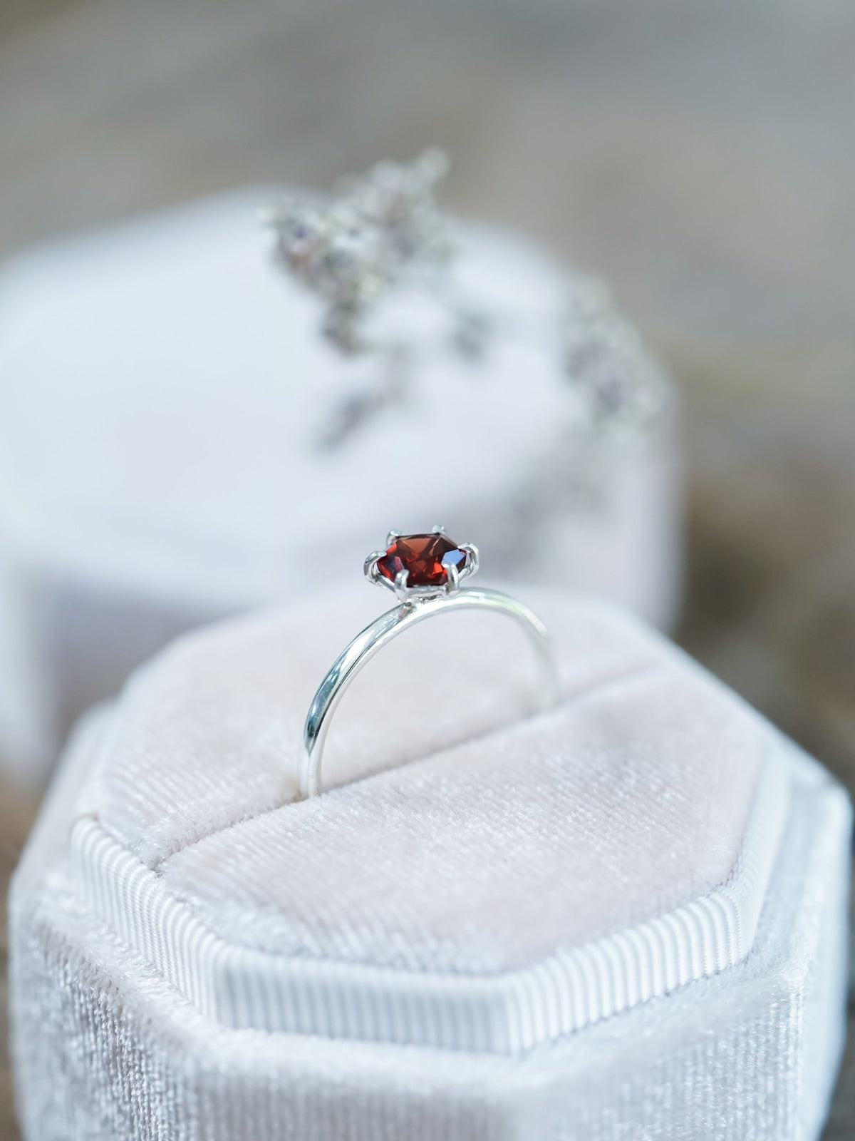 Hexagon Garnet Ring - Gardens of the Sun | Ethical Jewelry
