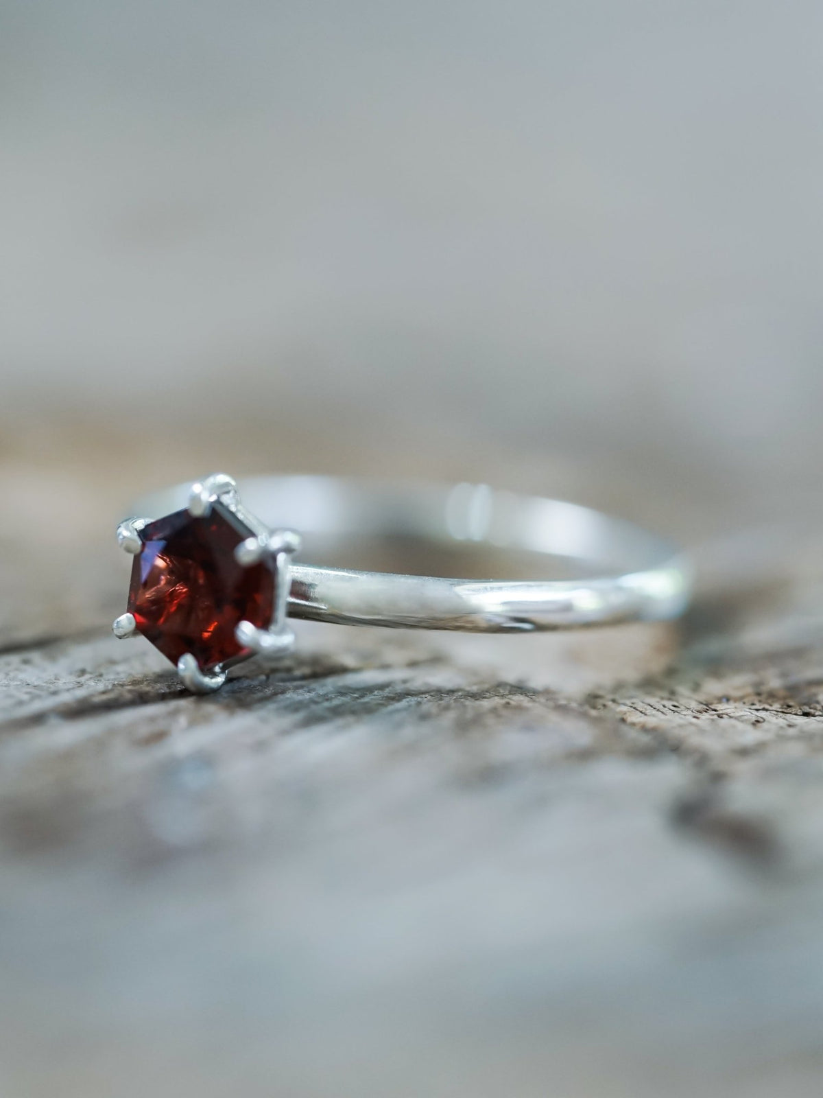 Hexagon Garnet Ring - Gardens of the Sun | Ethical Jewelry