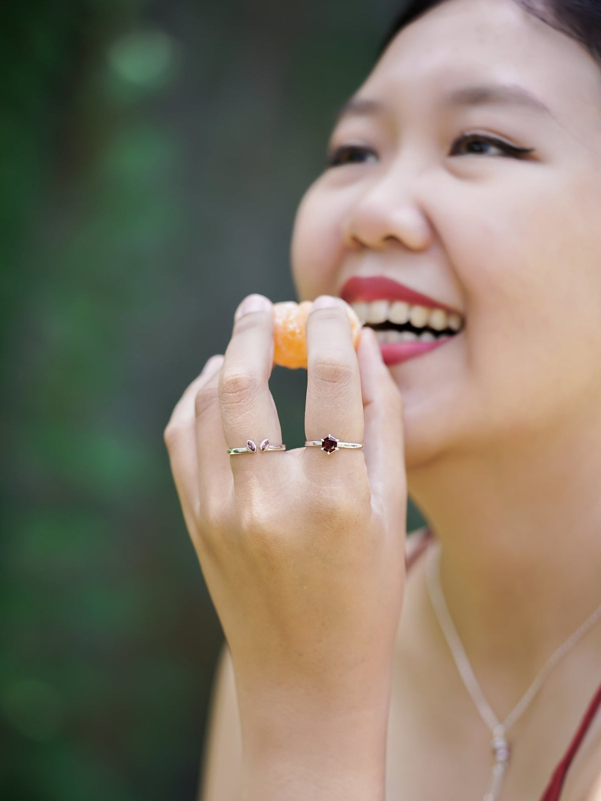 Hexagon Garnet Ring - Gardens of the Sun | Ethical Jewelry