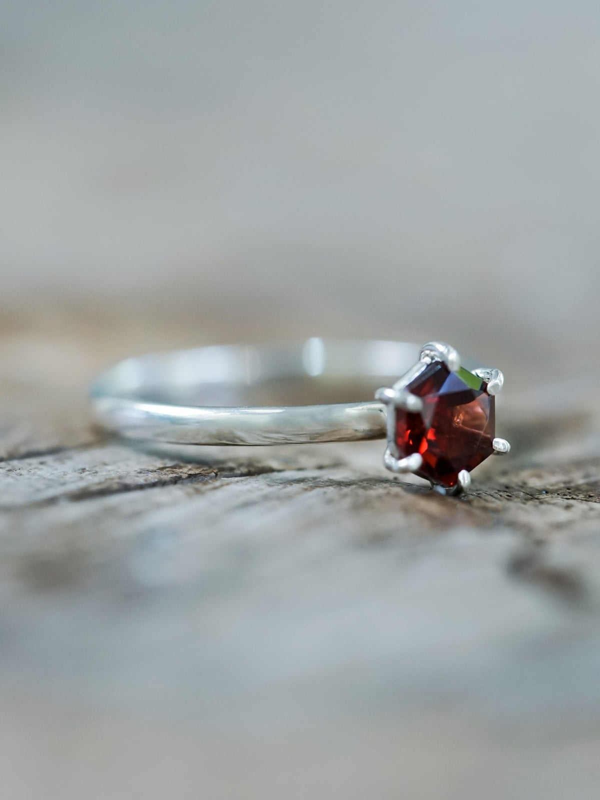 Hexagon Garnet Ring - Gardens of the Sun | Ethical Jewelry