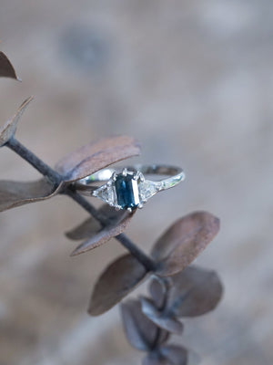 Hexagon Montana Sapphire and Diamond Ring in White Gold - Gardens of the Sun | Ethical Jewelry