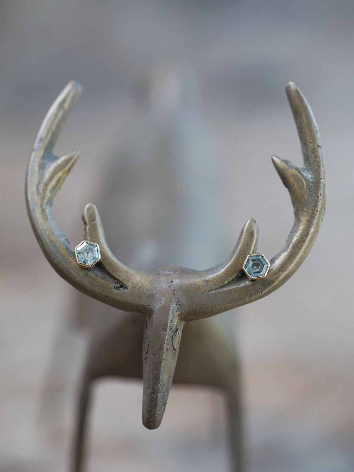 Hexagon Montana Sapphire Earrings in Ethical Gold - Gardens of the Sun | Ethical Jewelry