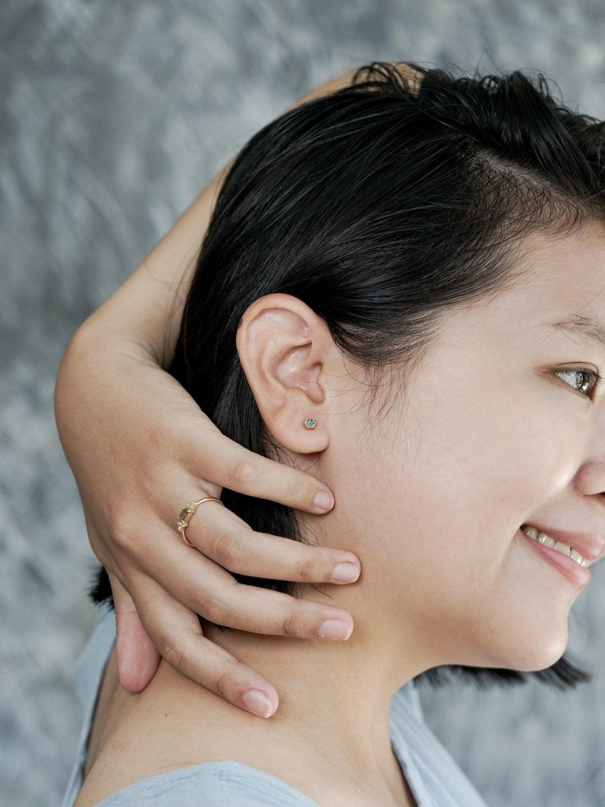 Hexagon Montana Sapphire Earrings in Ethical Gold - Gardens of the Sun | Ethical Jewelry