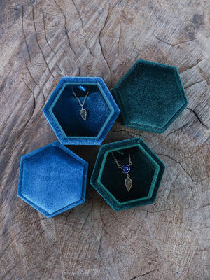 Hexagon Velvet Jewelry Box - Gardens of the Sun | Ethical Jewelry