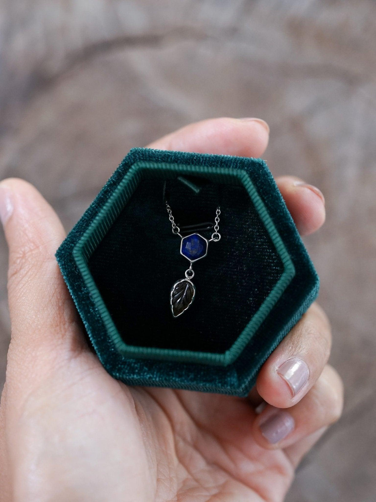 Hexagon Velvet Jewelry Box - Gardens of the Sun | Ethical Jewelry