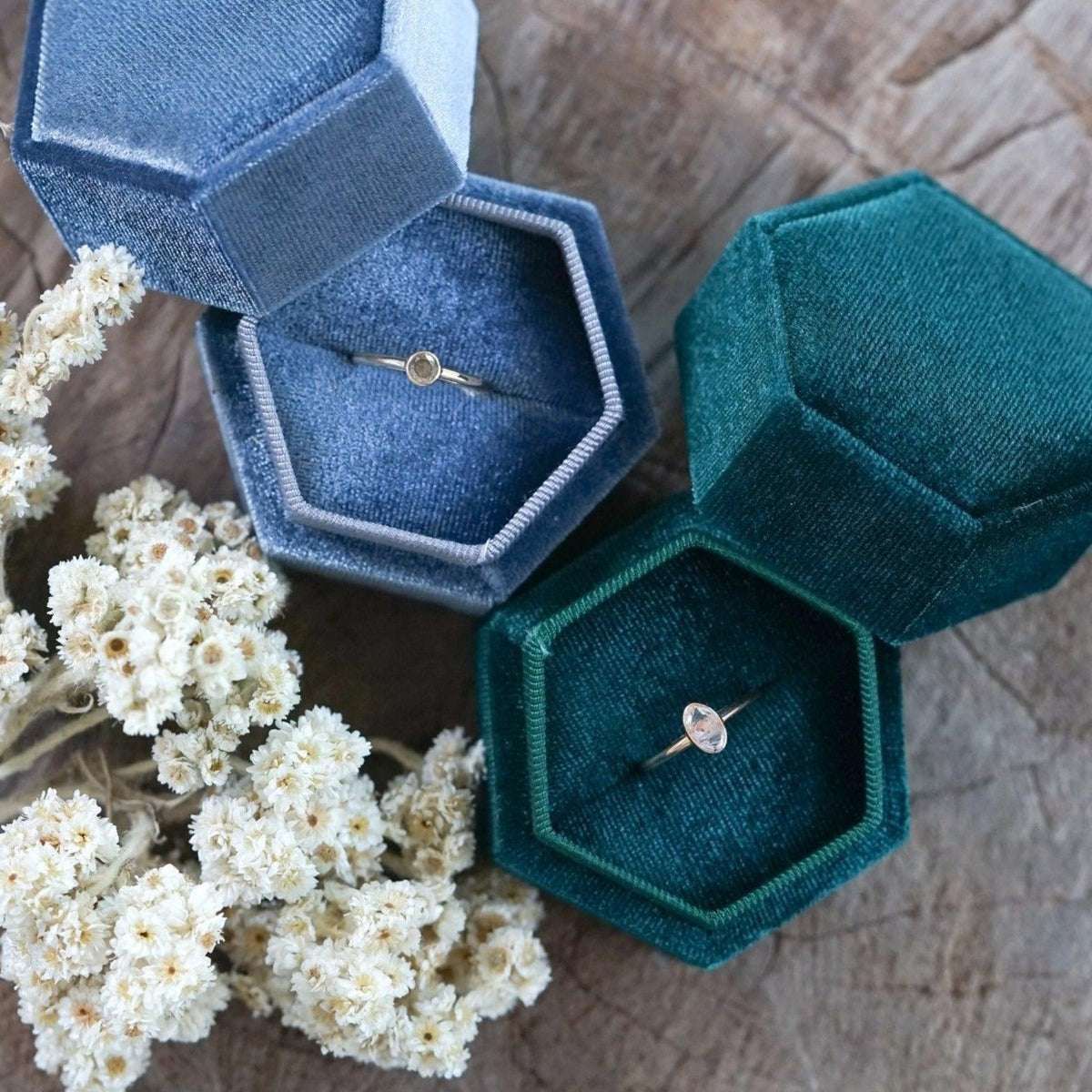 Hexagon Velvet Ring Box - Gardens of the Sun | Ethical Jewelry