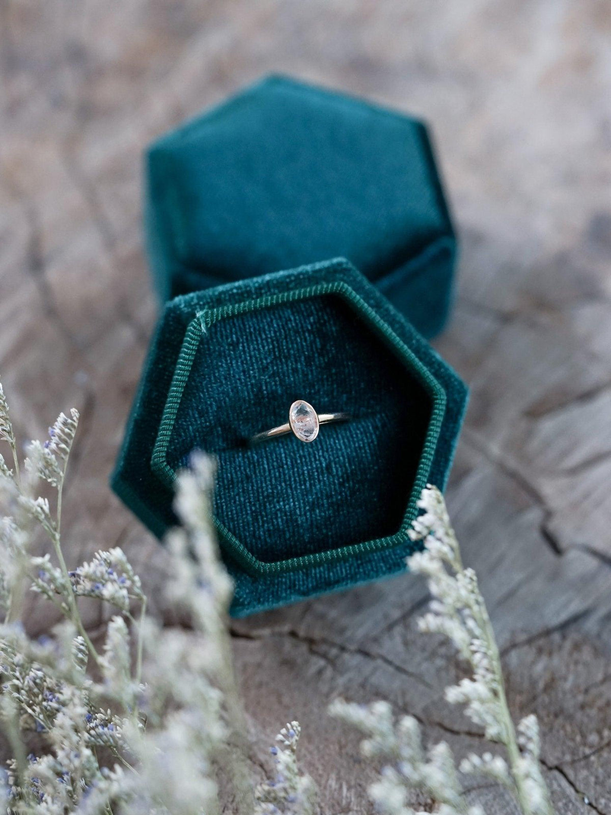 Hexagon Velvet Ring Box - Gardens of the Sun | Ethical Jewelry