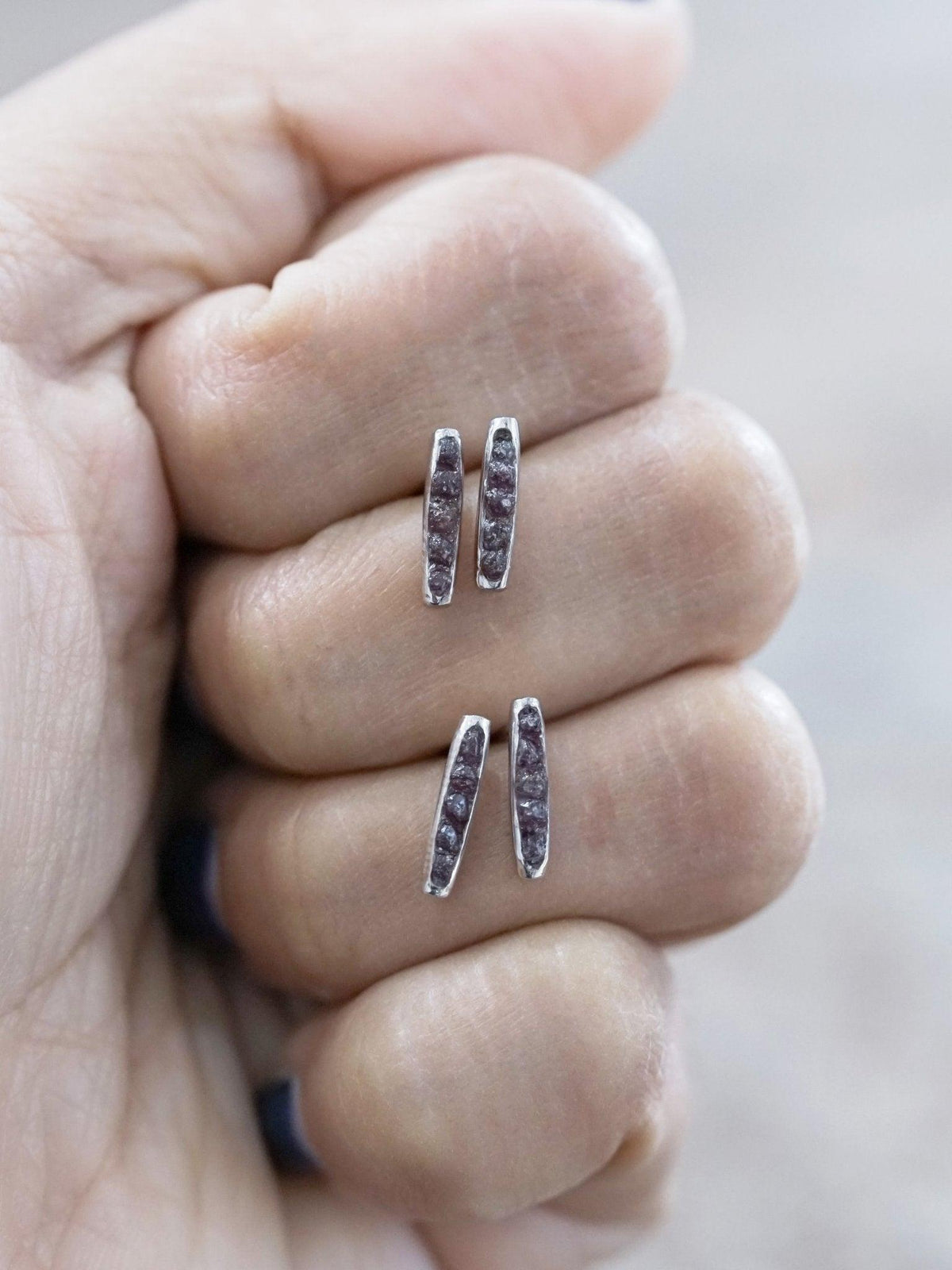 Rough Garnet Earrings with Hidden Gems - Gardens of the Sun | Ethical Jewelry