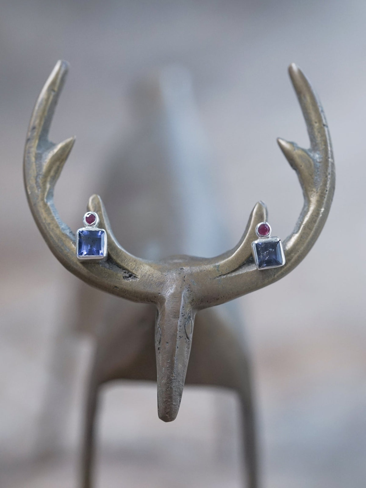 Iolite and Ruby Earrings - Gardens of the Sun | Ethical Jewelry