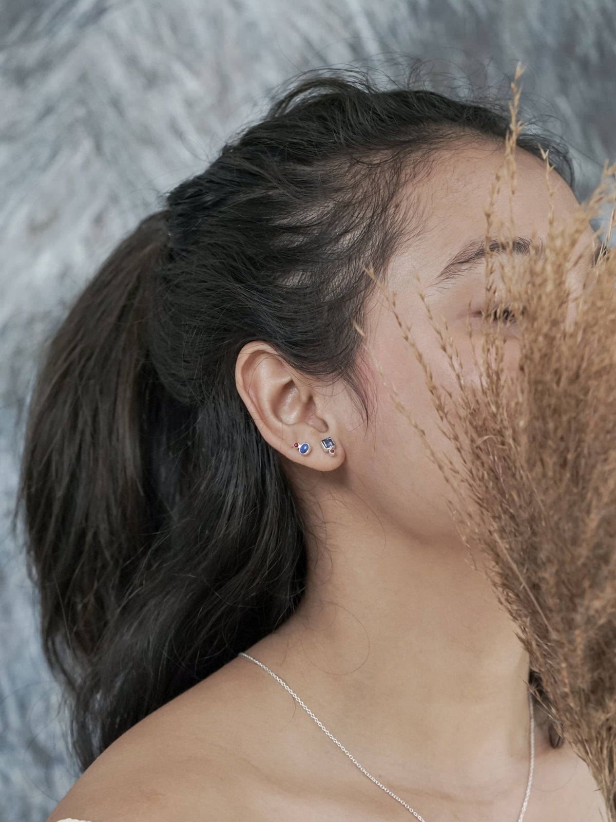 Iolite and Ruby Earrings - Gardens of the Sun | Ethical Jewelry