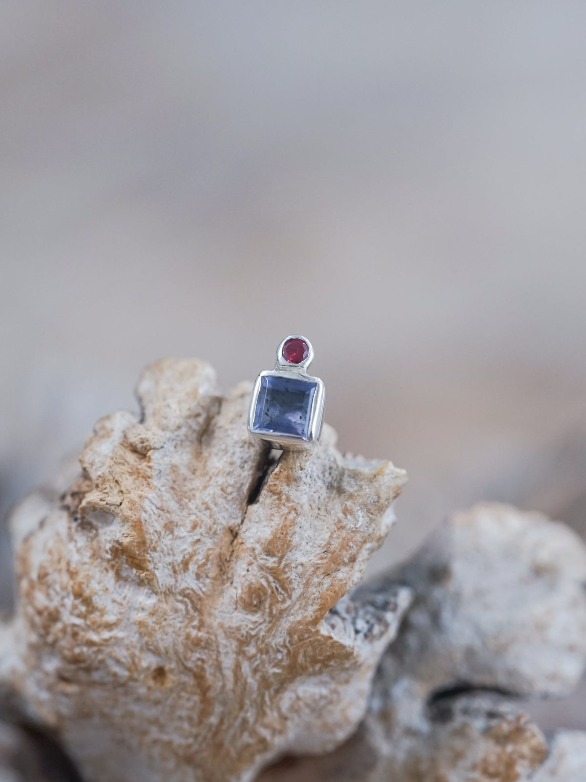 Iolite and Ruby Earrings - Gardens of the Sun | Ethical Jewelry